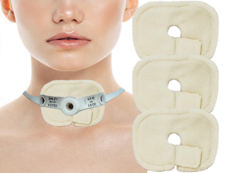 3PCS Trach Pads, Reusable Trach Tube Covers, Tracheostomy Dressing Pads Tracheostomy Tube Holder Pad, Tracheostomy Trach Tube Supplies, Trach Pads for Adaptive Surgical Tracheostomy Pad (cream color)